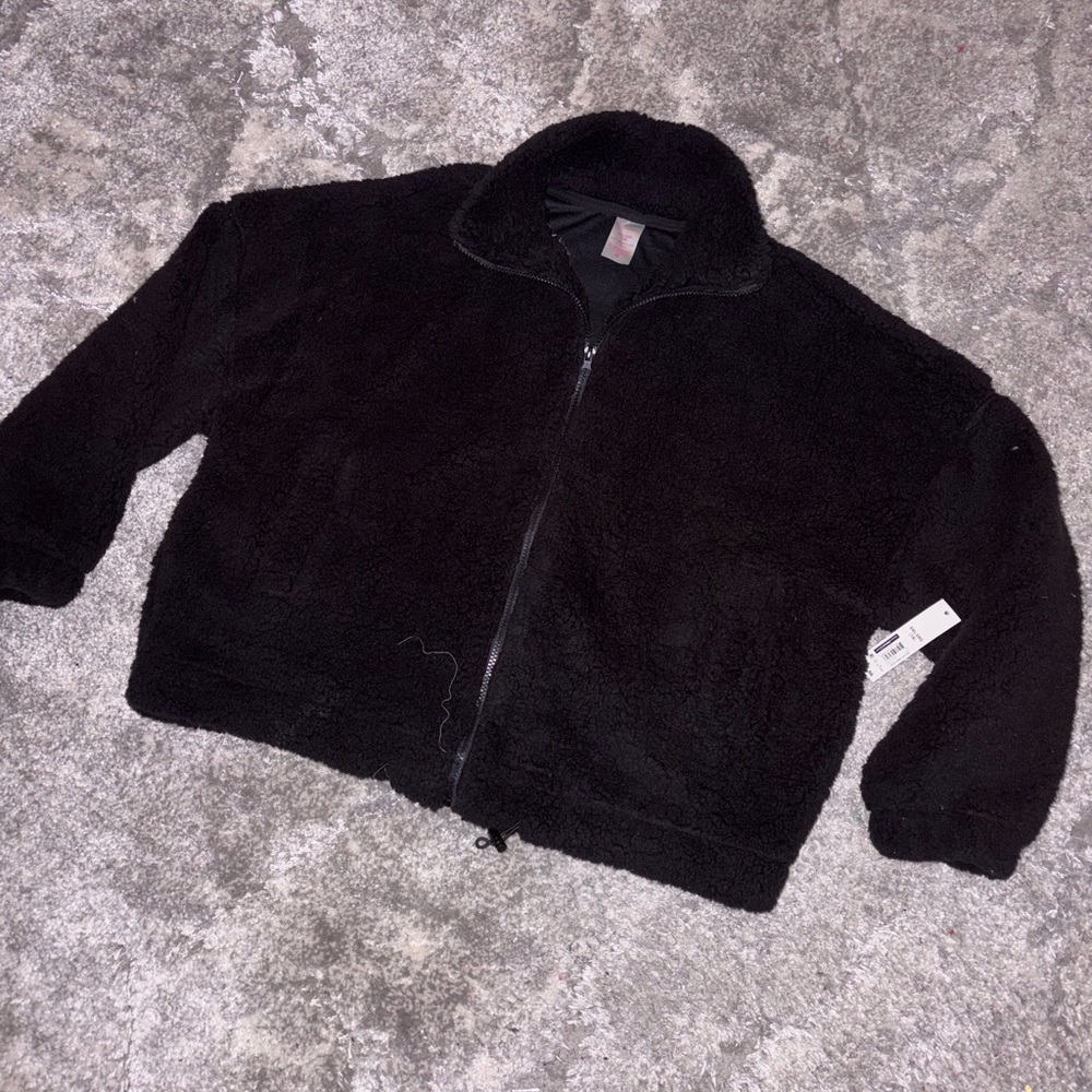 Black Fleece Zip-Up Jacket no boundaries